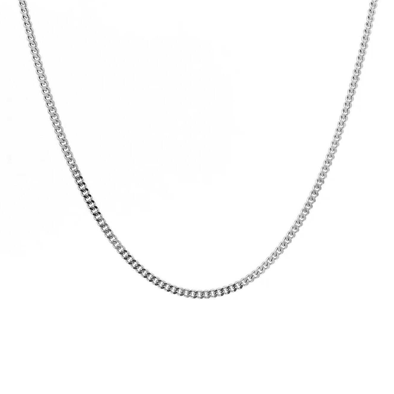 Necklaces 16" / White Gold / 14K 14K and 18K Solid Gold Mini Cuban Link Chain Necklace 1.5 mm