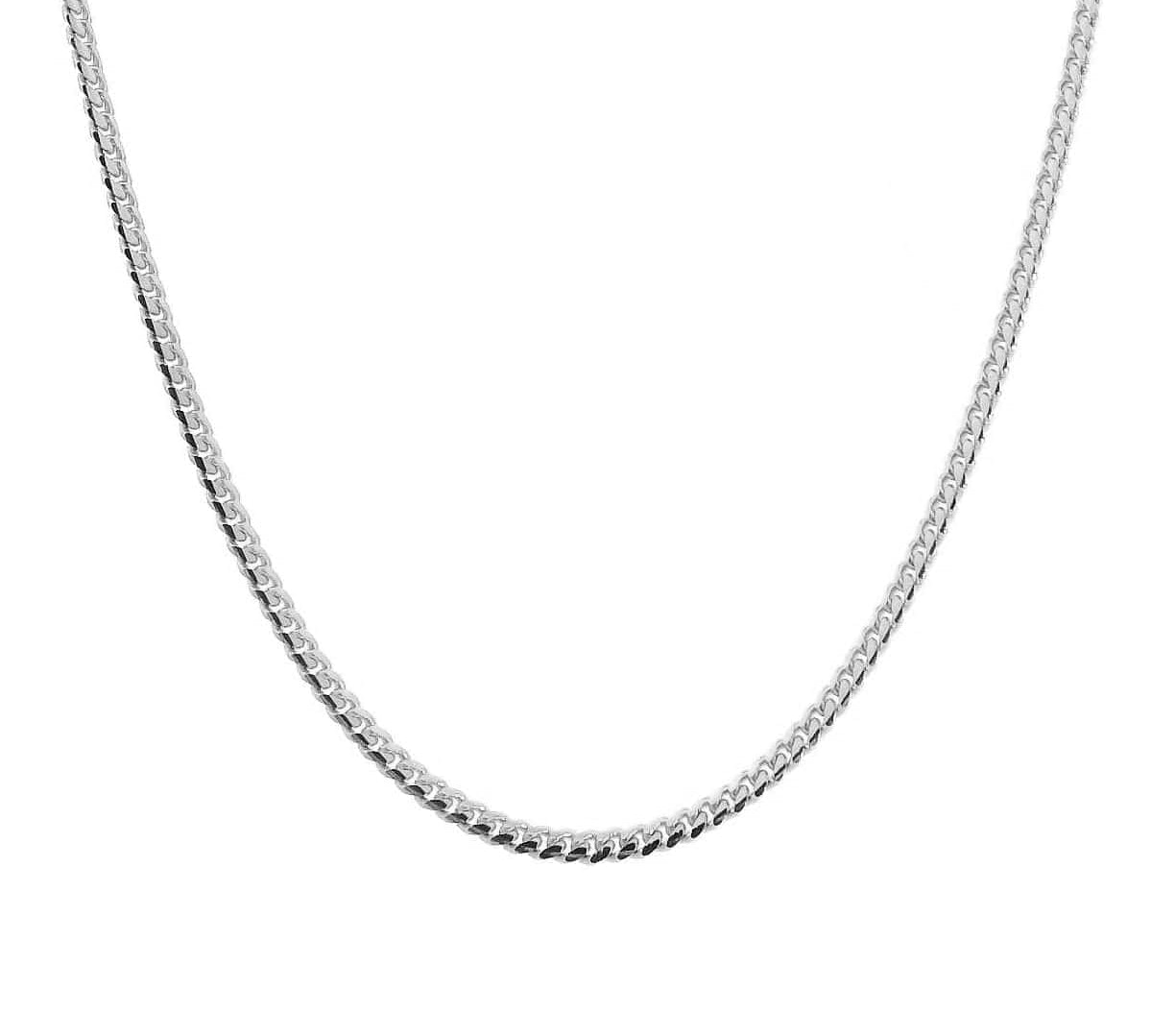 Necklaces 16" / White Gold / 14K 14K and 18K Solid Gold Small Cuban Link Chain Necklace 2.0 mm