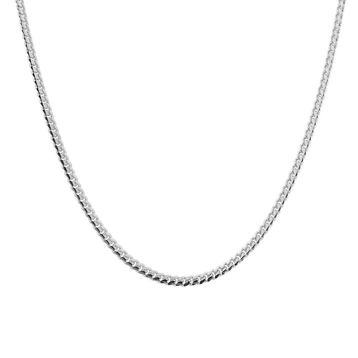Necklaces 16" / White Gold / 14K 14K and 18K Solid Gold Small Cuban Link Chain Necklace 2.0 mm