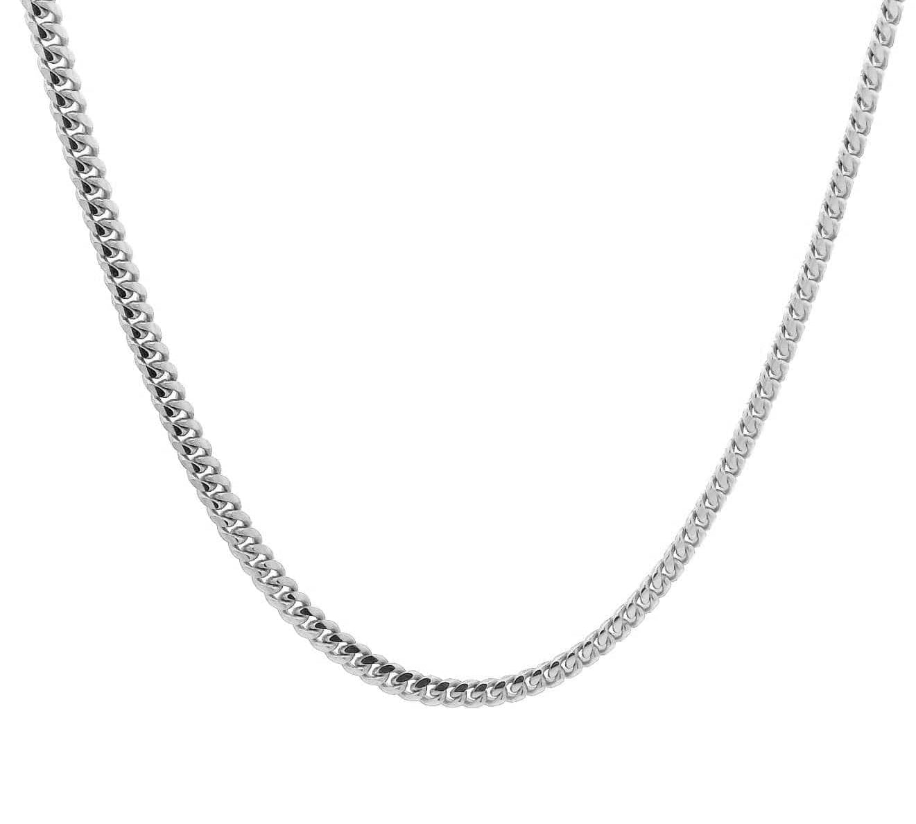 Necklaces 16" / White Gold / 14K 14K and 18K Solid Medium Cuban Link Chain Necklace 2.7 mm