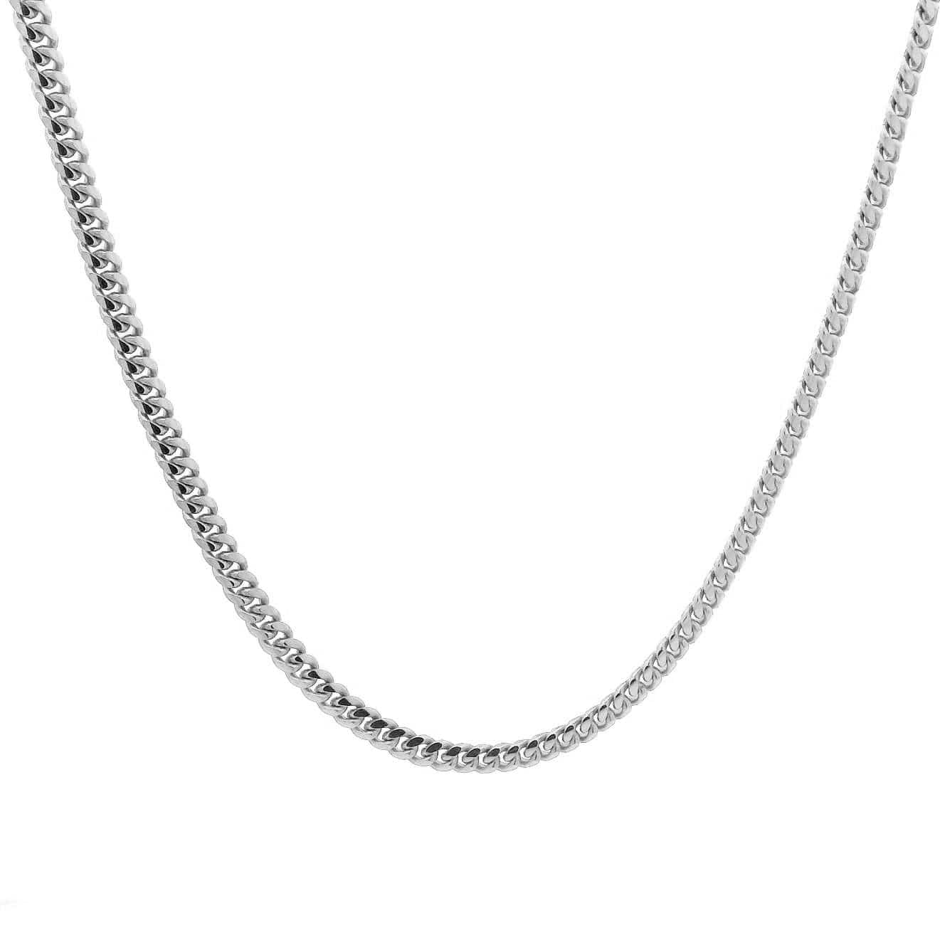 Necklaces 16" / White Gold / 14K 14K and 18K Solid Medium Cuban Link Chain Necklace 2.7 mm