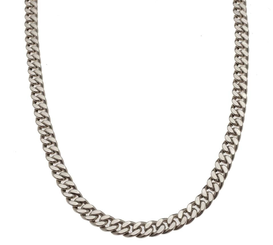 Necklaces 16" / White Gold 14K Gold Flat Cuban Link Necklace 6.5mm