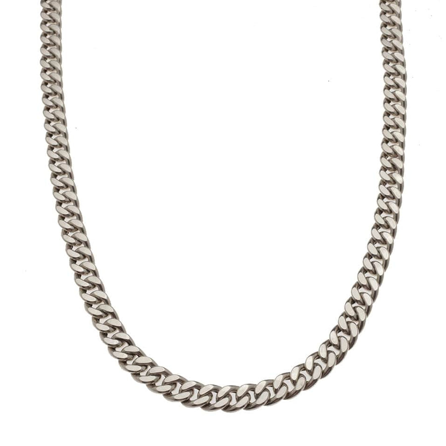 Necklaces 16" / White Gold 14K Gold Flat Cuban Link Necklace 6.5mm