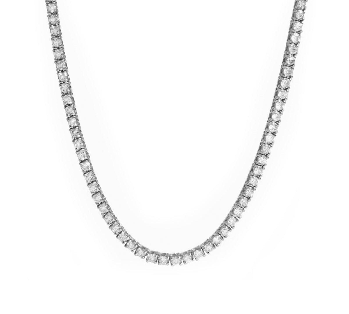 Necklaces 16" / White Gold / 14K Large 14K Gold and Diamond Tennis Necklace 4-Prong Setting