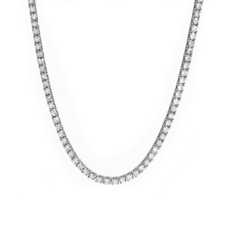 Necklaces 16" / White Gold / 14K Large 14K Gold and Diamond Tennis Necklace 4-Prong Setting