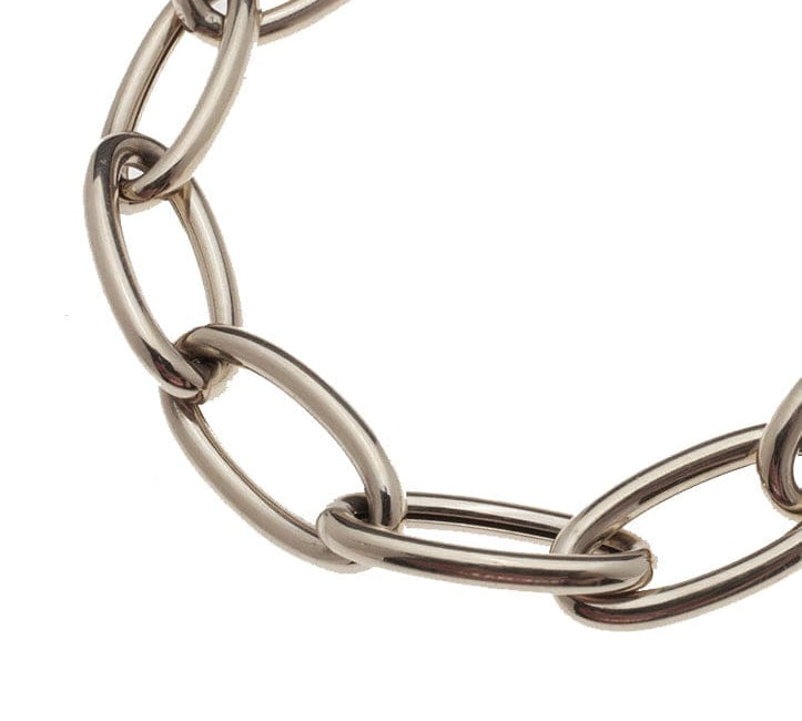 Necklaces 16" / White Gold Large 14K Gold Elongated Round Link Necklace