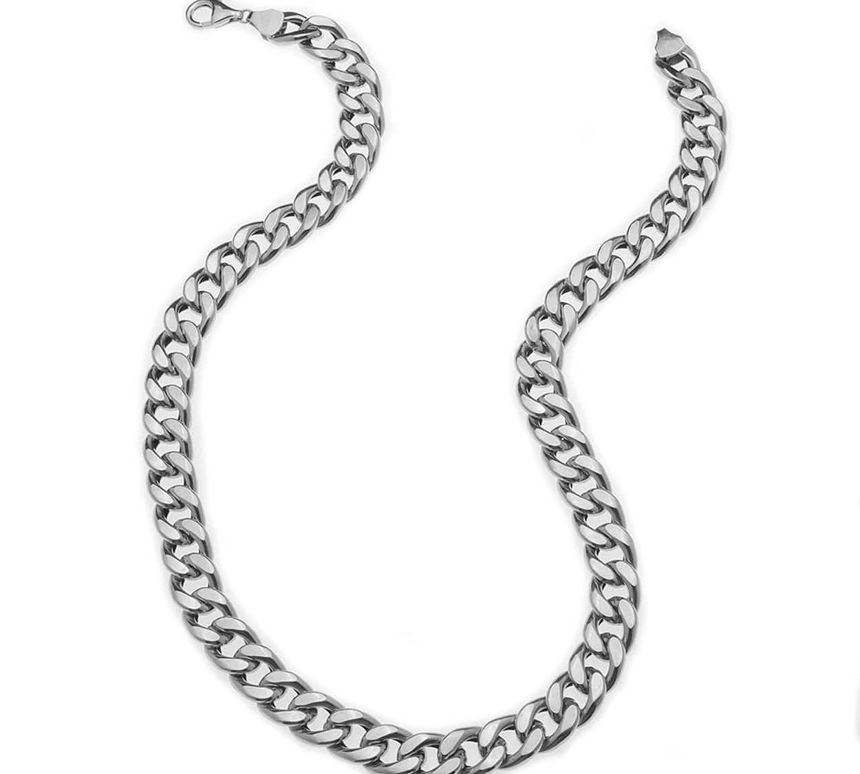 Necklaces 16" / White Gold Large 14K Gold Flat Cuban Link Necklace 9.5mm
