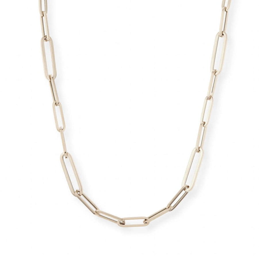 Necklaces 16" / White Gold Medium 14K Gold Paper Clip Necklace 3.1mm
