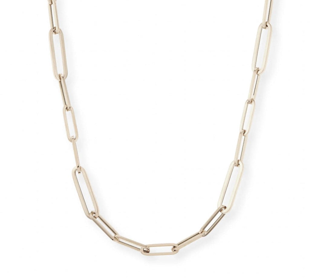 Necklaces 16" / White Gold Medium 14K Gold Paper Clip Necklace 3.1mm-No Clasp