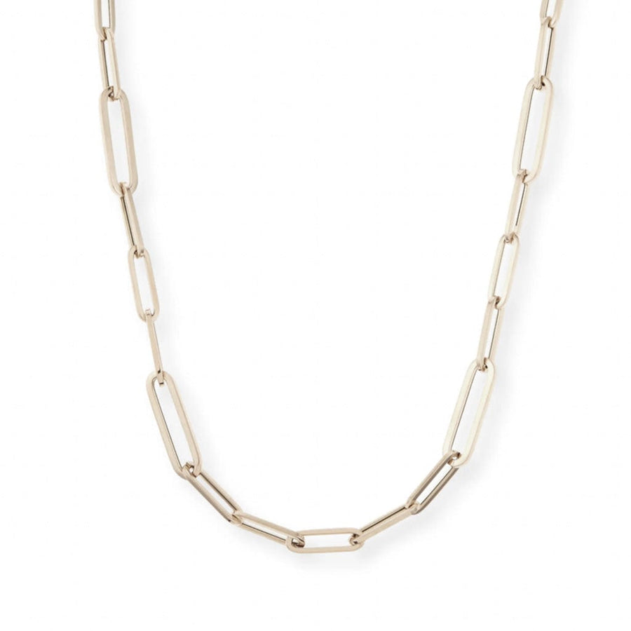 Necklaces 16" / White Gold Medium 14K Gold Paper Clip Necklace, Solid Gold