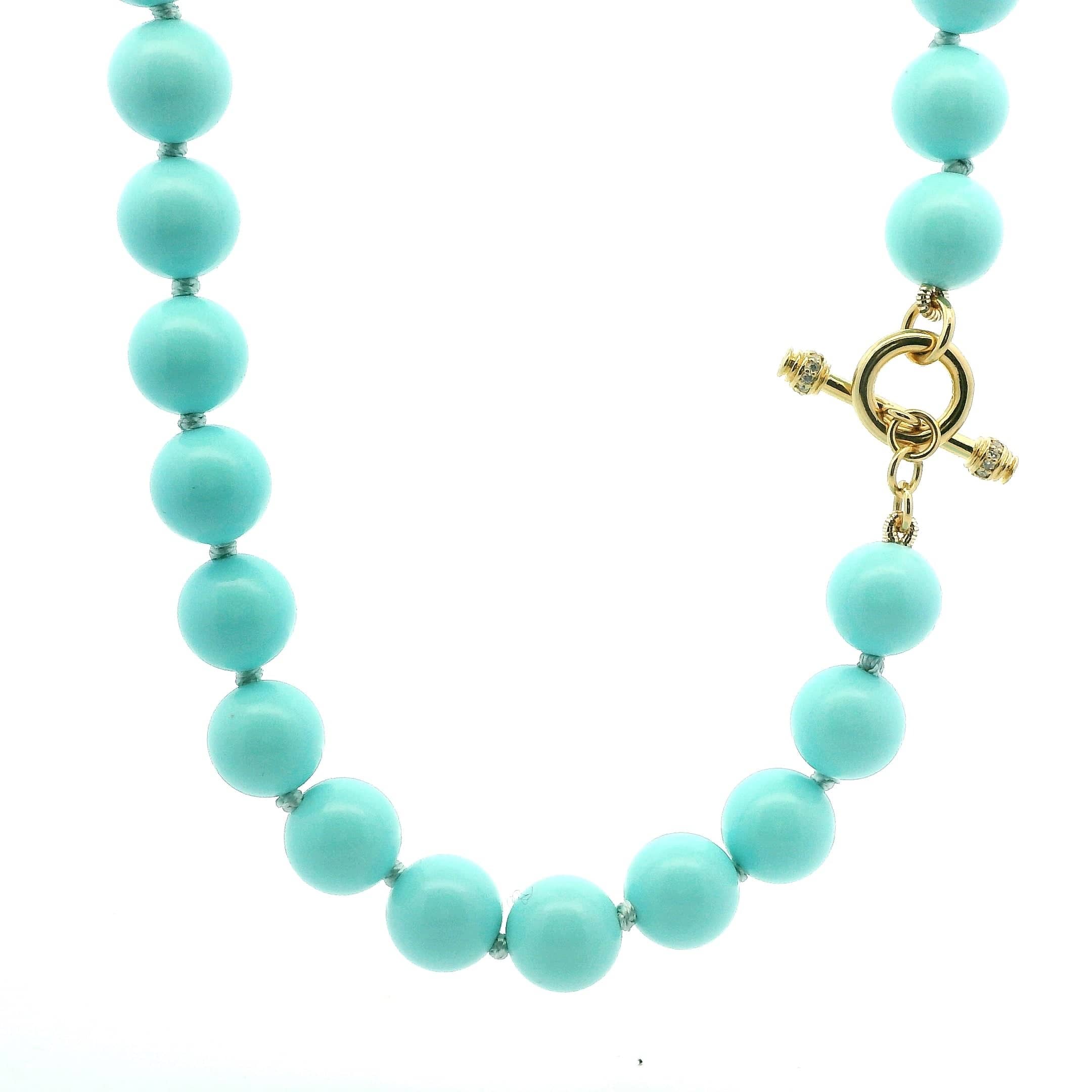 Necklaces 16" With One Toggle CLasp Turquoise Blue Beaded Strand Necklace