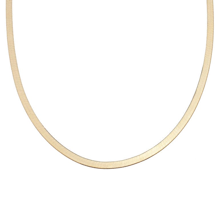 Necklaces 16" / Yellow Gold / 14K 14K & 18K Gold Herringbone Chain Necklace 4.5mm