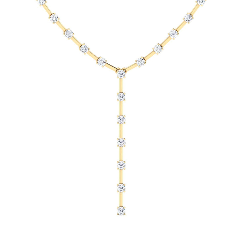 Necklaces 16" / Yellow Gold / 14K 14K & 18K Gold Round Strand Drop Y Diamond Necklace 2.29 ct, Lab Grown