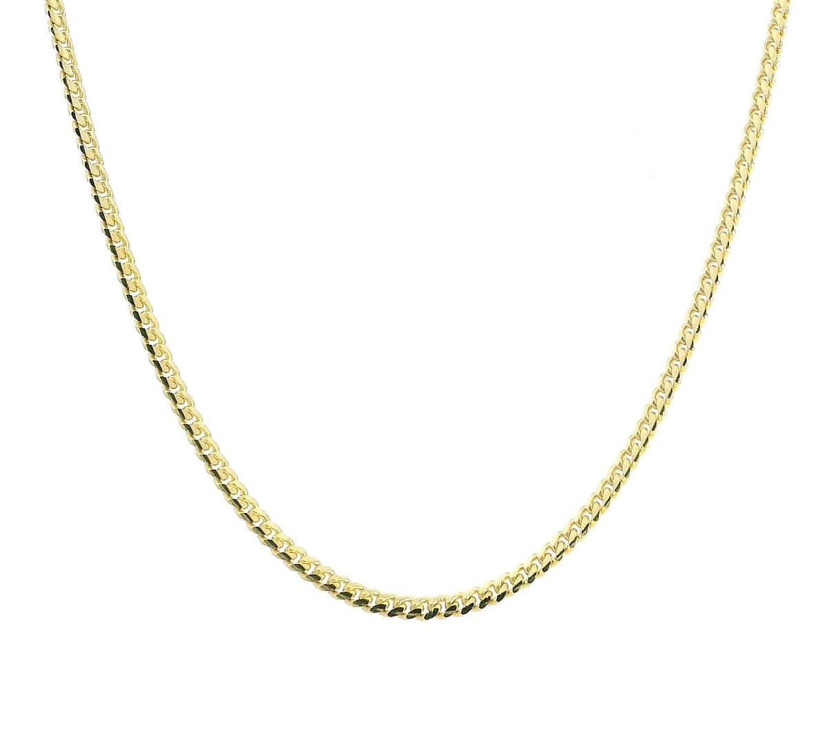 Necklaces 16" / Yellow Gold / 14K 14K and 18K Solid Gold Small Cuban Link Chain Necklace 2.0 mm