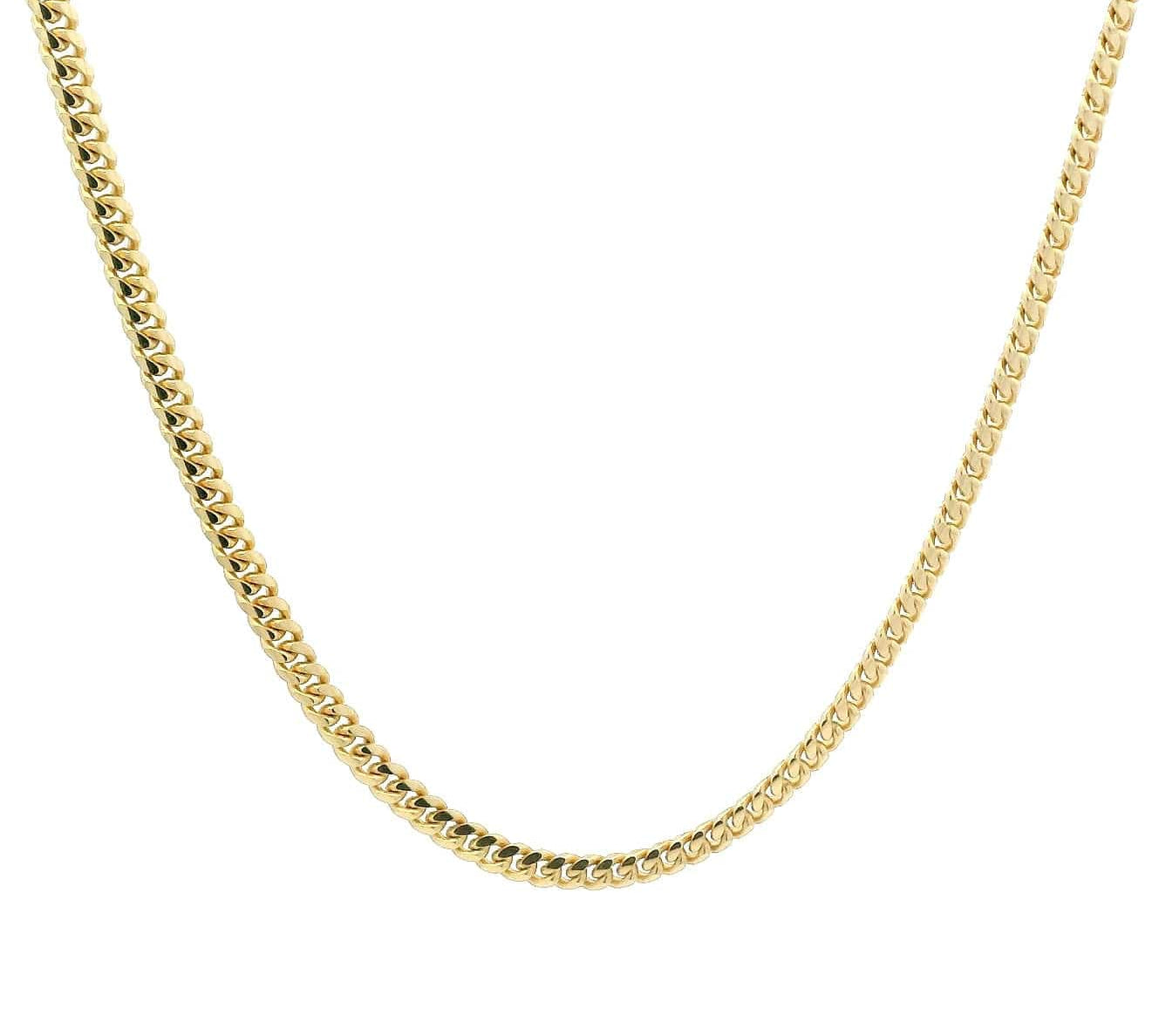 Necklaces 16" / Yellow Gold / 14K 14K and 18K Solid Medium Cuban Link Chain Necklace 2.7 mm