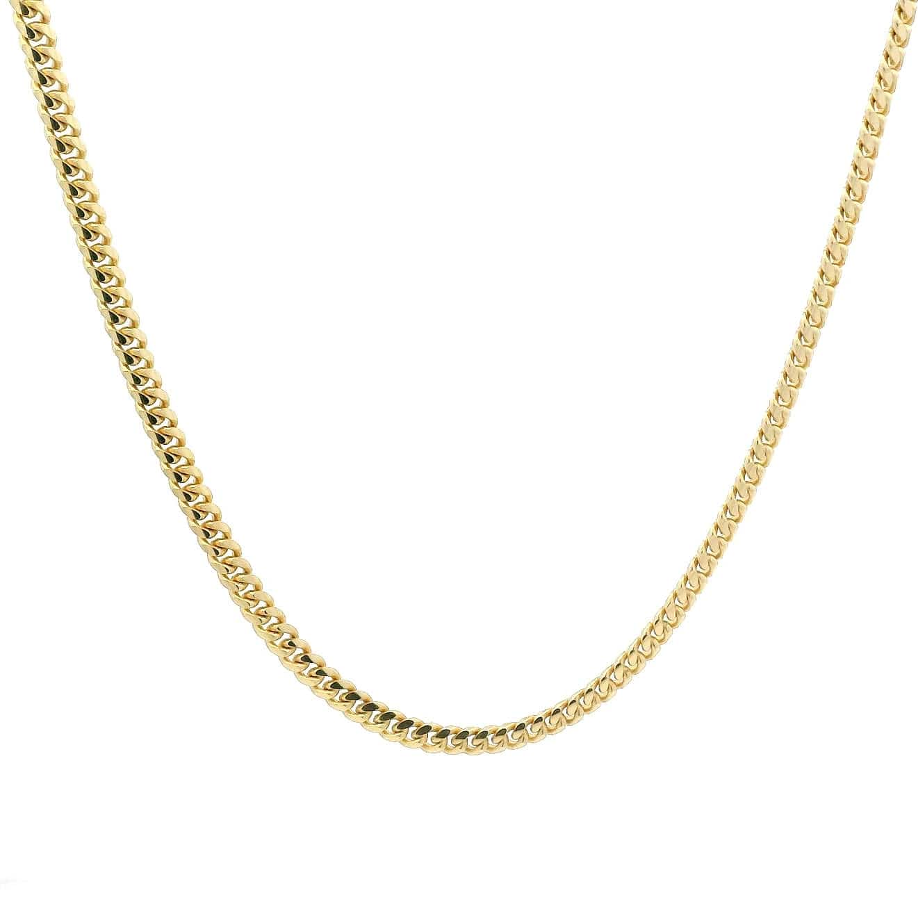 Necklaces 16" / Yellow Gold / 14K 14K and 18K Solid Medium Cuban Link Chain Necklace 2.7 mm