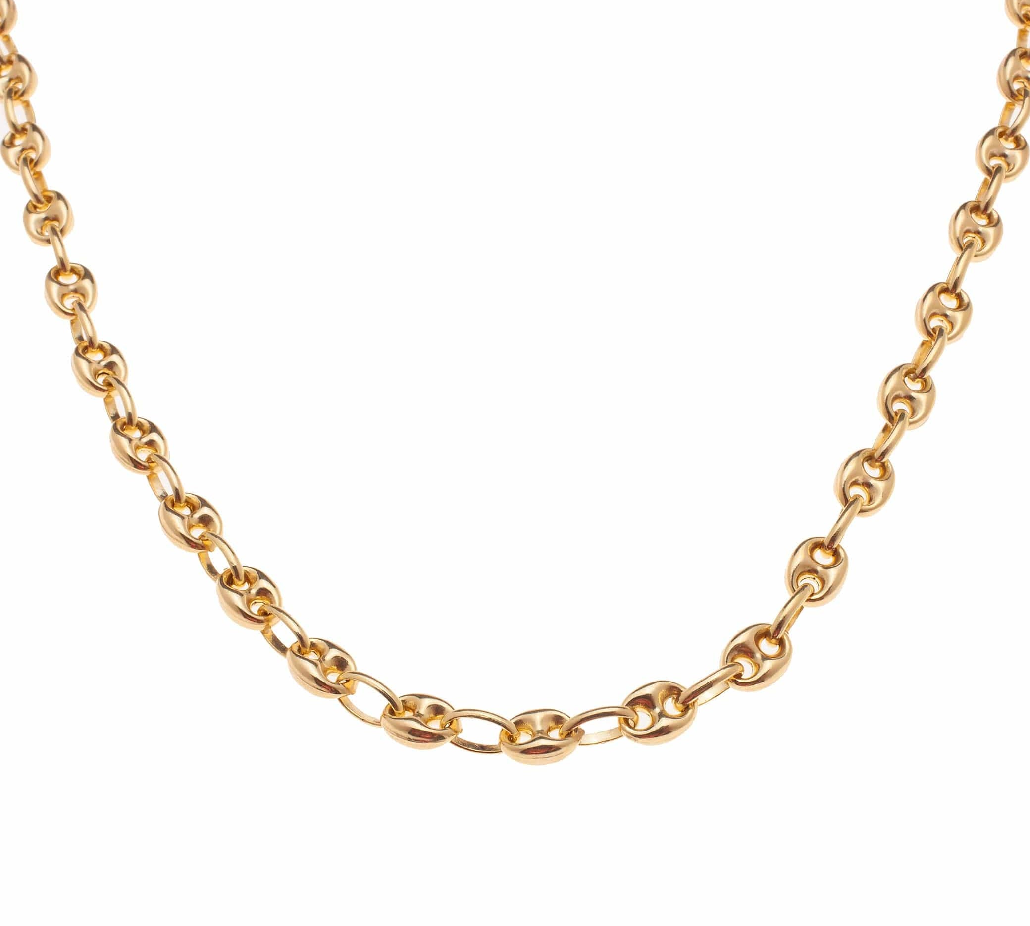 Necklaces 16" / Yellow Gold 14K Gold Anchor Chain Necklace 5mm