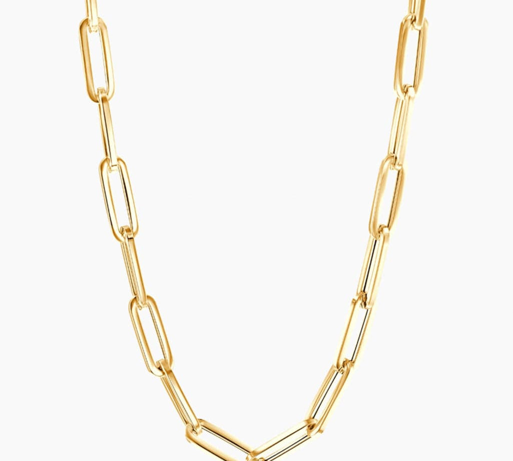 Necklaces 16" / Yellow Gold 14K Gold Large Gold Paper Clip Necklace 4.2mm