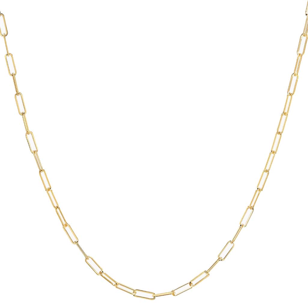 Necklaces 16" / Yellow Gold 14K Gold Small Paper Clip Necklace 2.0mm