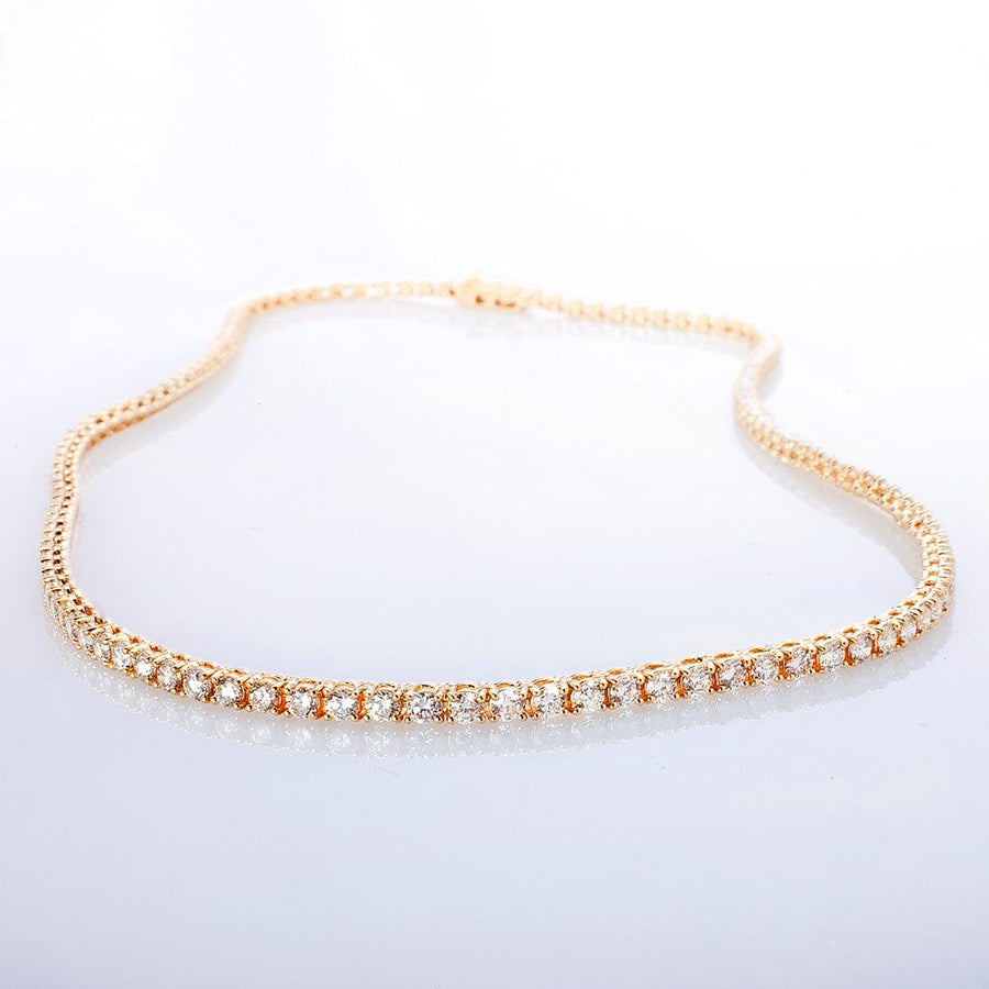 Necklaces 16" / Yellow Gold / 14K Large 14K Gold and Diamond Tennis Necklace 4-Prong Setting
