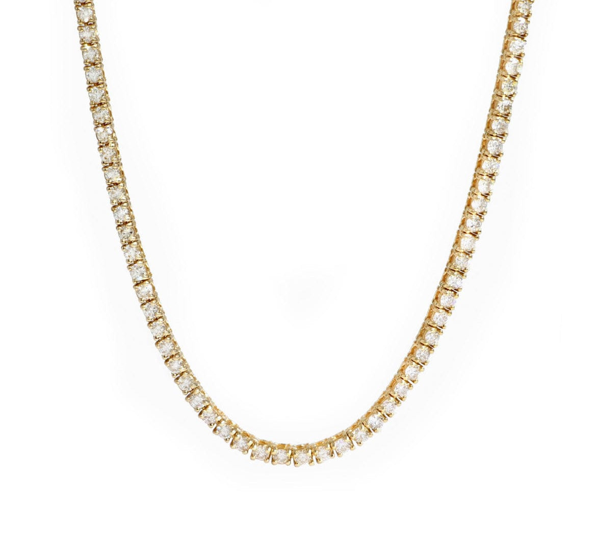 Necklaces 16" / Yellow Gold / 14K Large 14K Gold and Diamond Tennis Necklace 4-Prong Setting