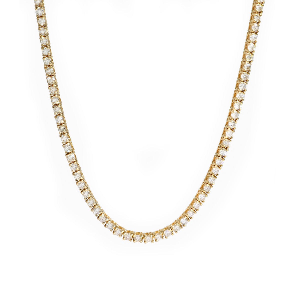 Necklaces 16" / Yellow Gold / 14K Large 14K Gold and Diamond Tennis Necklace 4-Prong Setting