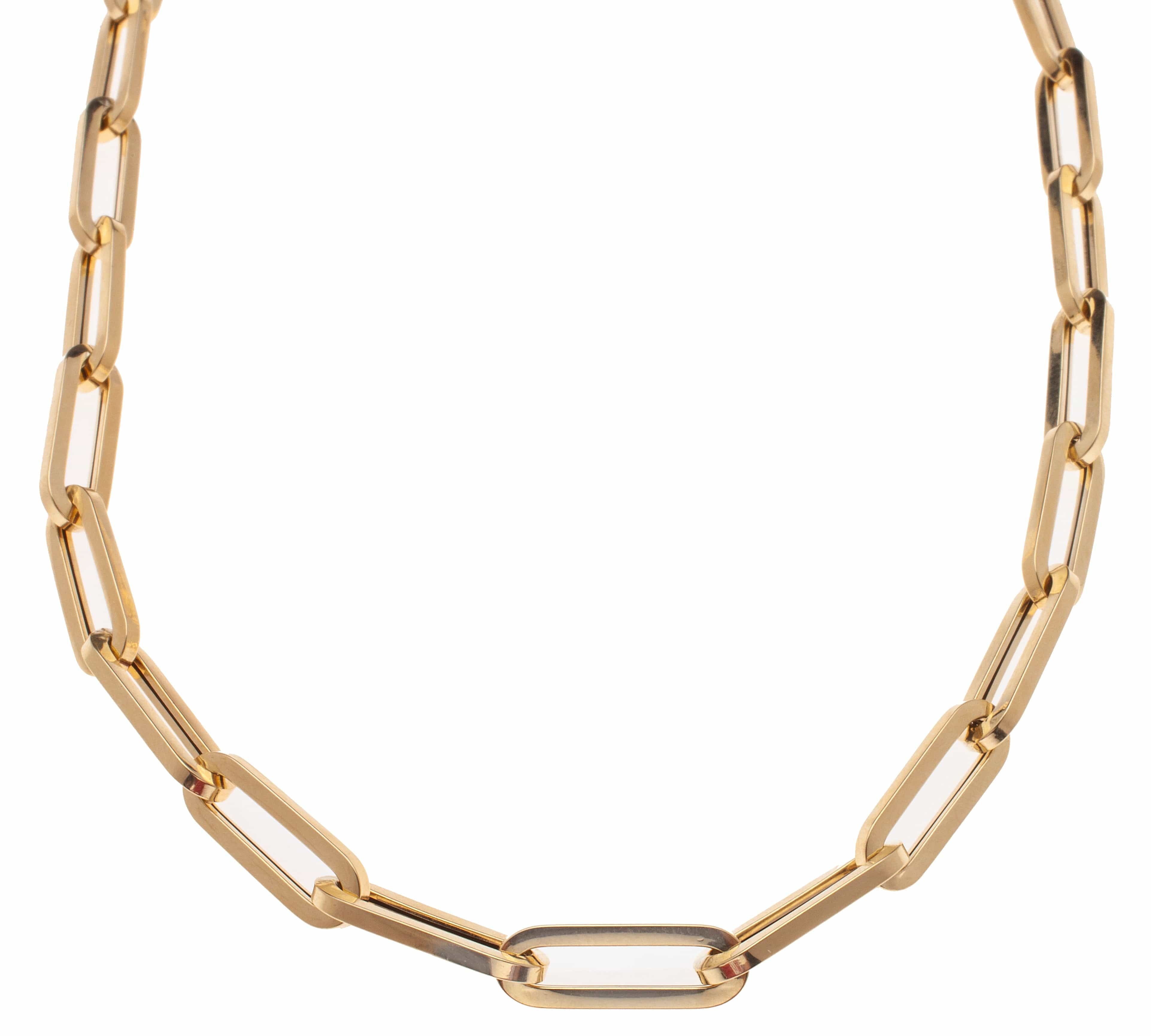 Necklaces 16" / Yellow Gold Large 14K Gold Paper Clip Necklace 4.2mm-No Clasp