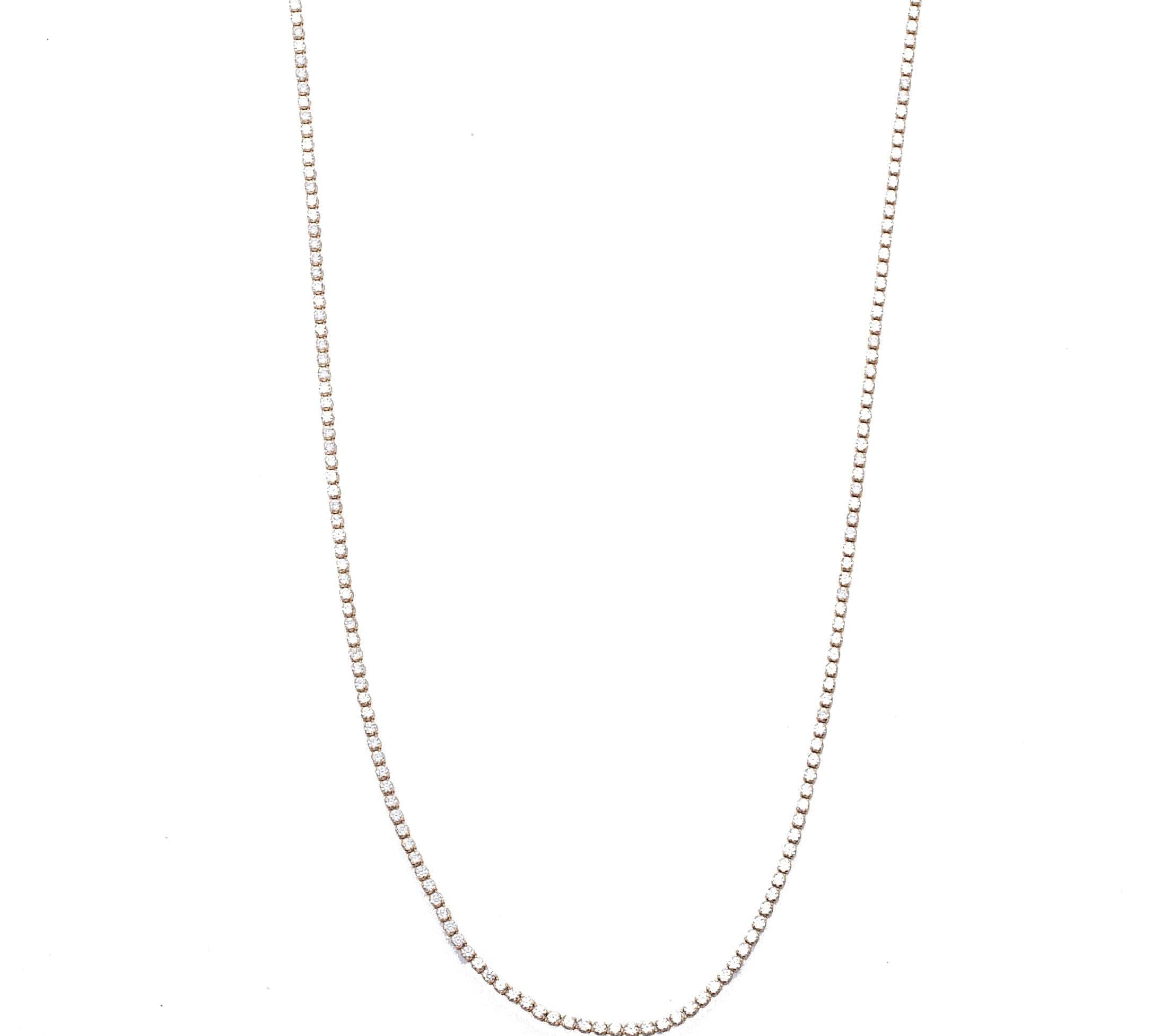 Necklaces 16" / Yellow Gold Mini 14K Gold and Diamond Tennis Necklace Invisible Setting