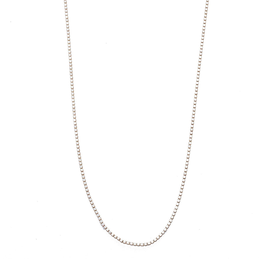 Necklaces 16" / Yellow Gold Mini 14K Gold and Diamond Tennis Necklace Invisible Setting