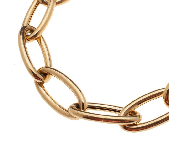 Necklaces 18" / Yellow Gold Large 14K Gold Elongated Round Link Necklace