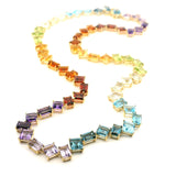 Necklaces 18K Gold Rainbow Colored Gemstone Multi-shape Tennis Necklace