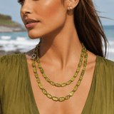 Necklaces 36" Peridot Strands With Pave Diamonds