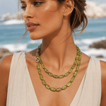 Necklaces 36" Peridot Strands With Pave Diamonds