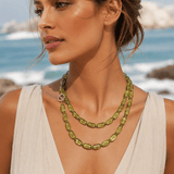 Necklaces 36" Peridot Strands With Pave Diamonds
