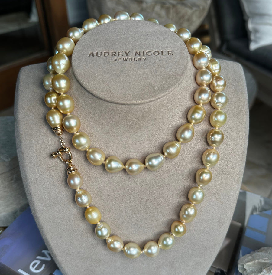 Necklaces 37" South Sea Champagne Pearl Strand Necklace