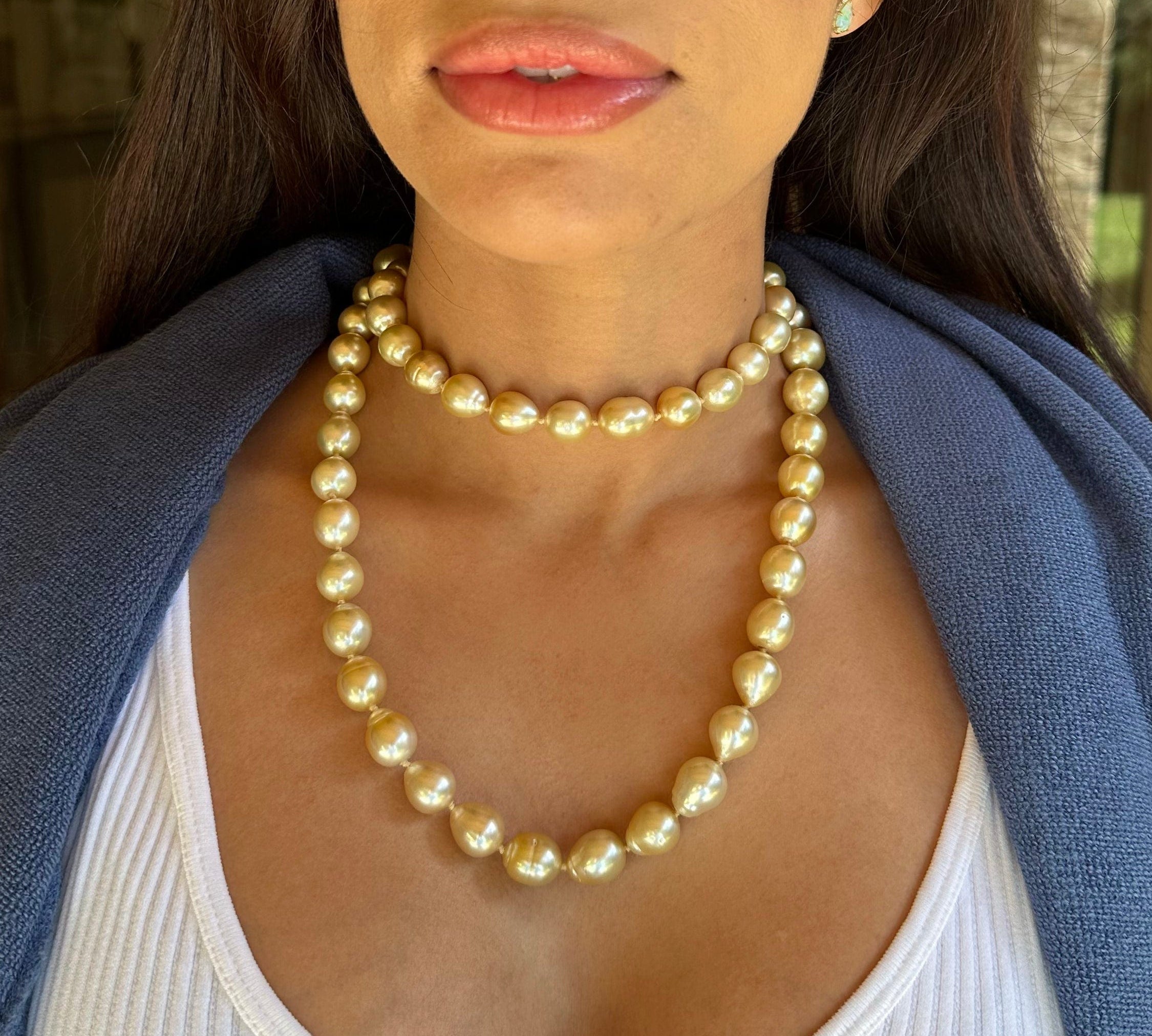 Necklaces 37" South Sea Champagne Pearl Strand Necklace