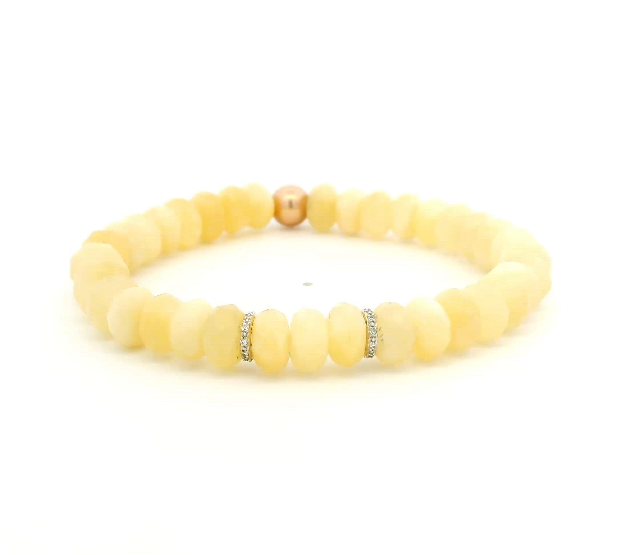 Necklaces 7" / 1 Diamond Roundel Band Better Yellow Jade And Diamond Beaded Bracelet