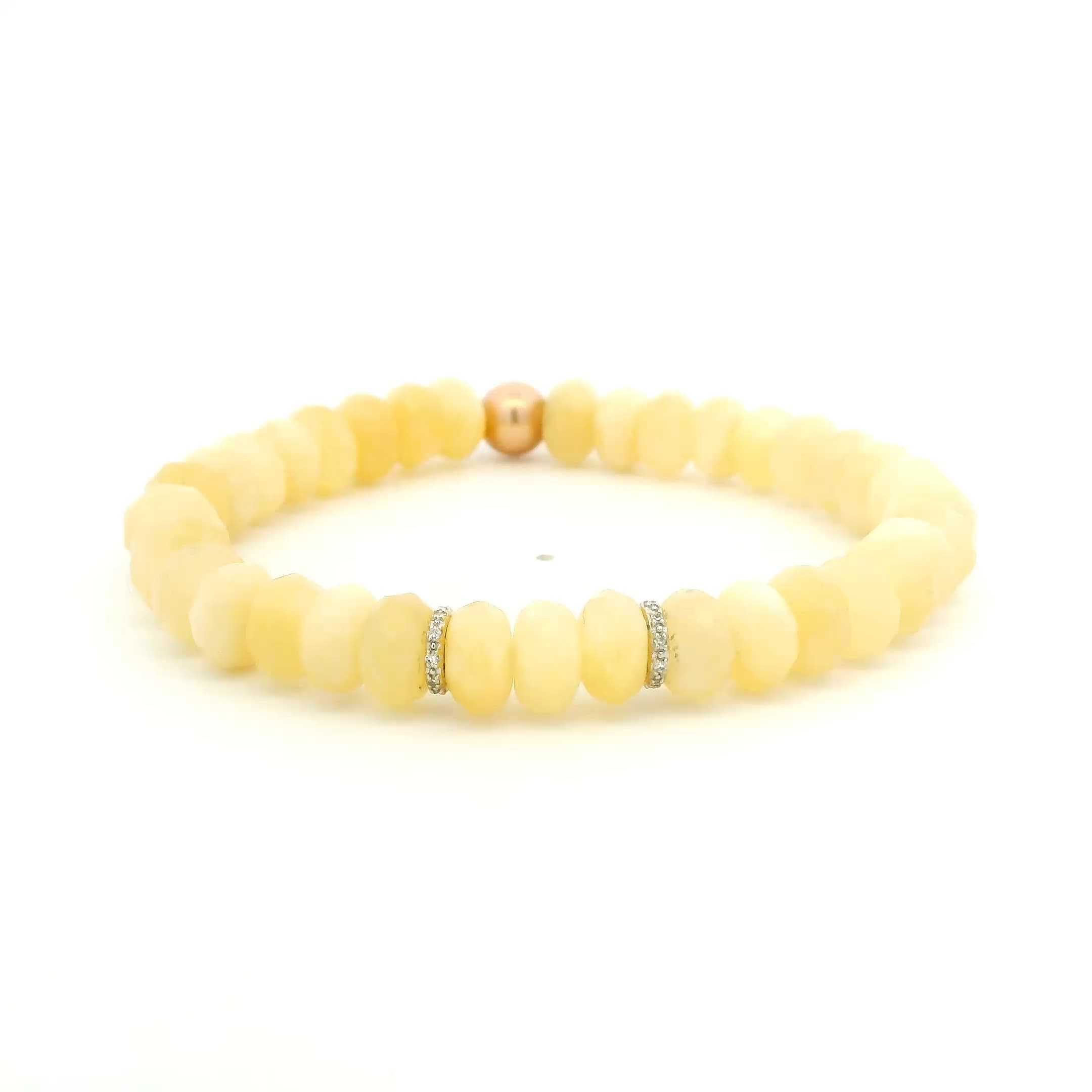 Necklaces 7" / 1 Diamond Roundel Band Better Yellow Jade And Diamond Beaded Bracelet