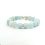 Necklaces 7" 14K Solid Gold Blue Diamond Roundel Topaz Faceted Beaded Bracelet, 10mm