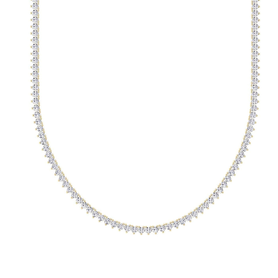 Necklaces 7.5 / Yellow Gold / 14K 14K & 18K Gold and Diamond Tennis Necklace 3-Prong Setting, Straight, Lab Grown 7.5ct