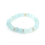 Necklaces 7" / 8mm / 0 Aquamarine Beads Only 14K Solid Gold Aquamarine Diamond Roundel Beaded Bracelet, 8mm, 10mm