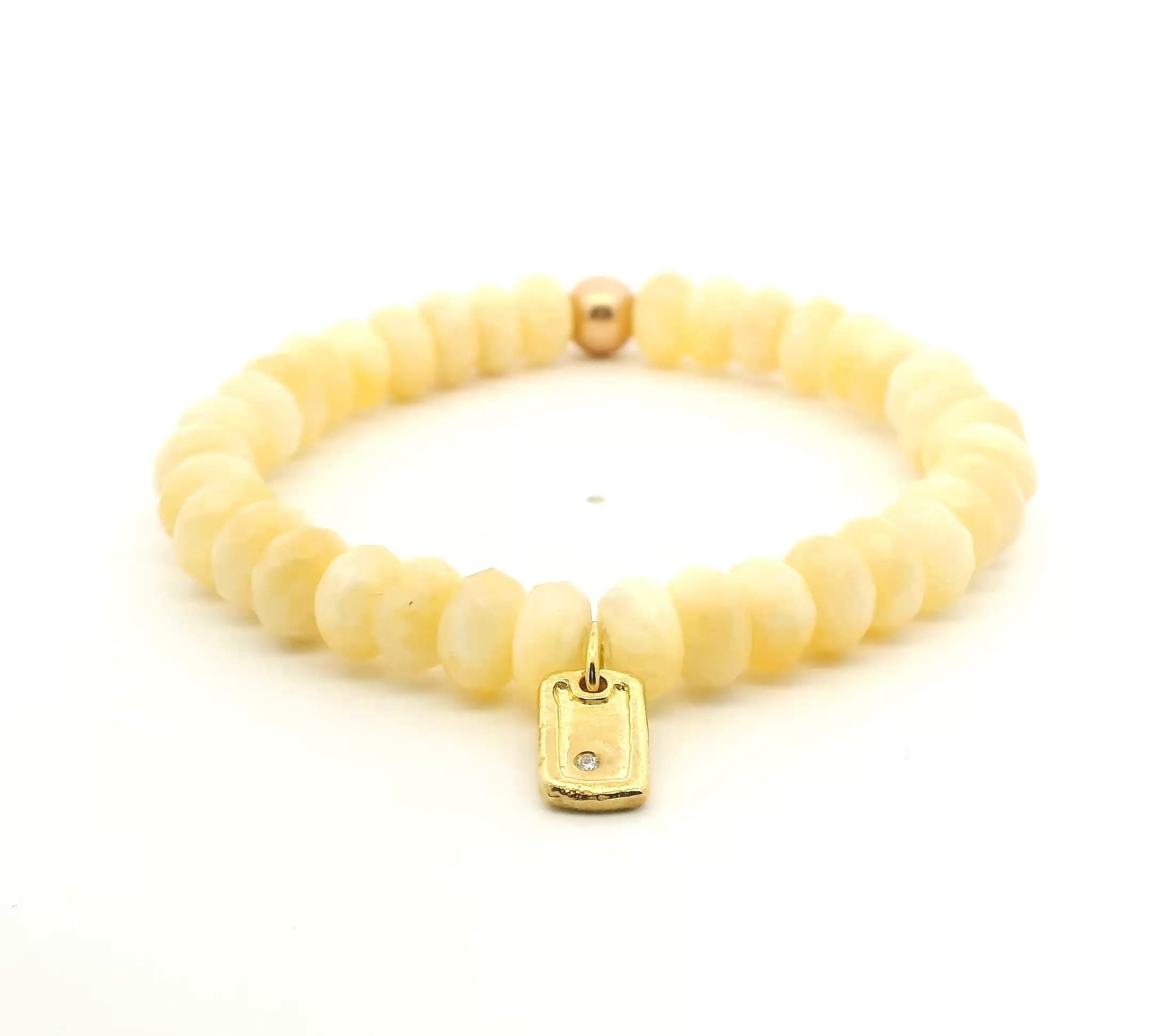 Necklaces 7" Better Yellow Jade Signature Diamond Dog Tag Beaded Bracelet