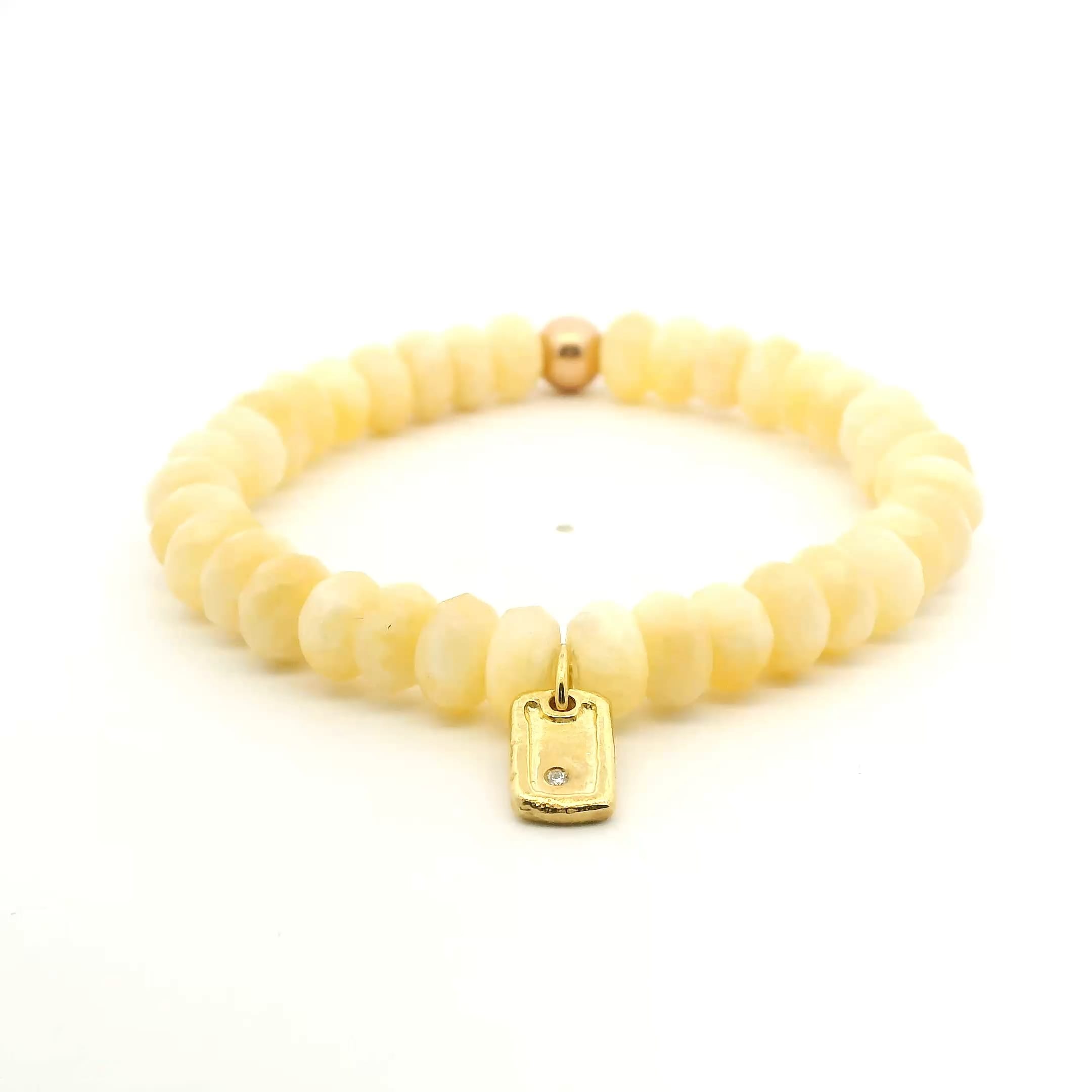 Necklaces 7" Better Yellow Jade Signature Diamond Dog Tag Beaded Bracelet