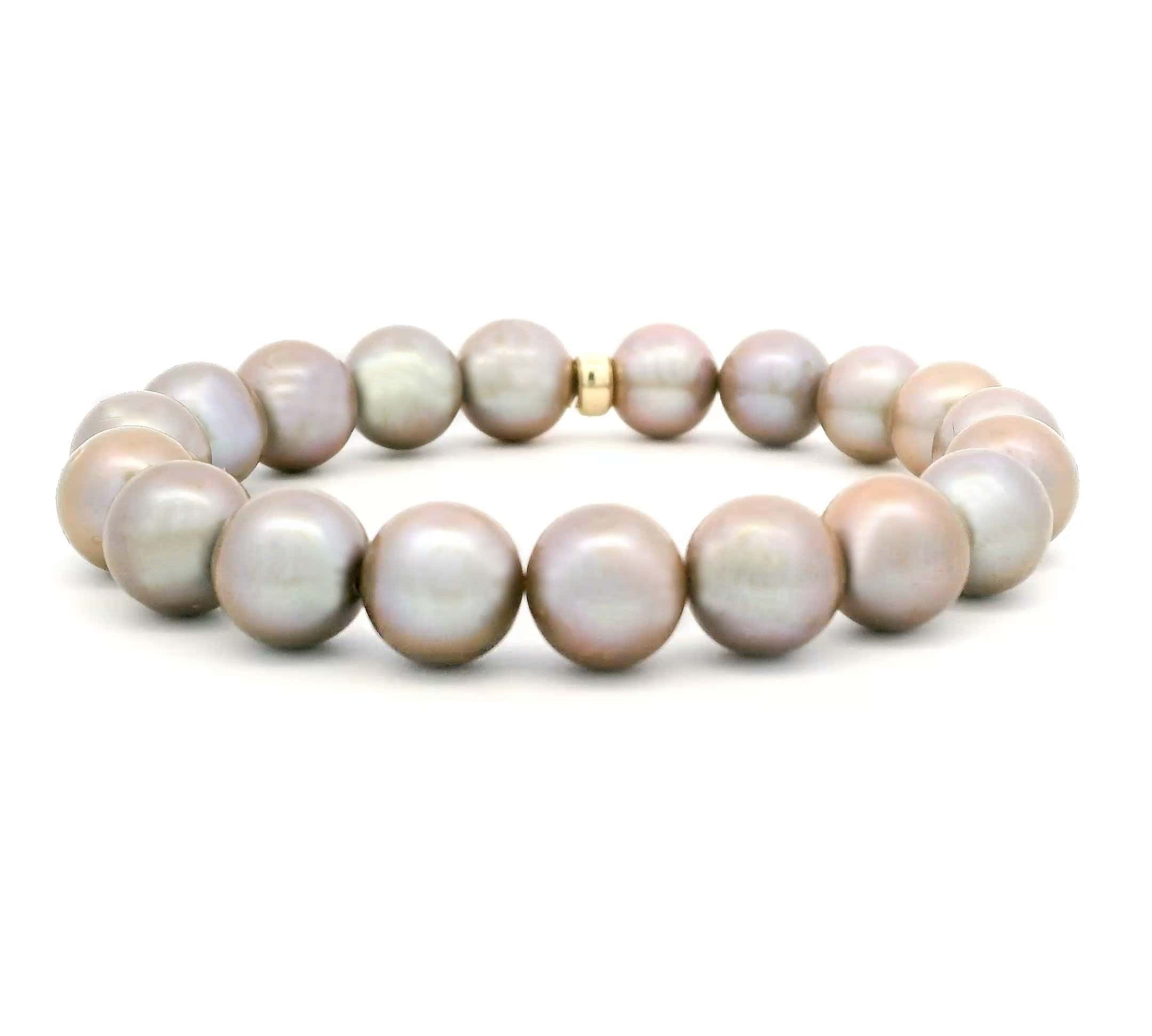 Necklaces 7" Golden Bronze Pearl Beaded Bracelet, 8mm