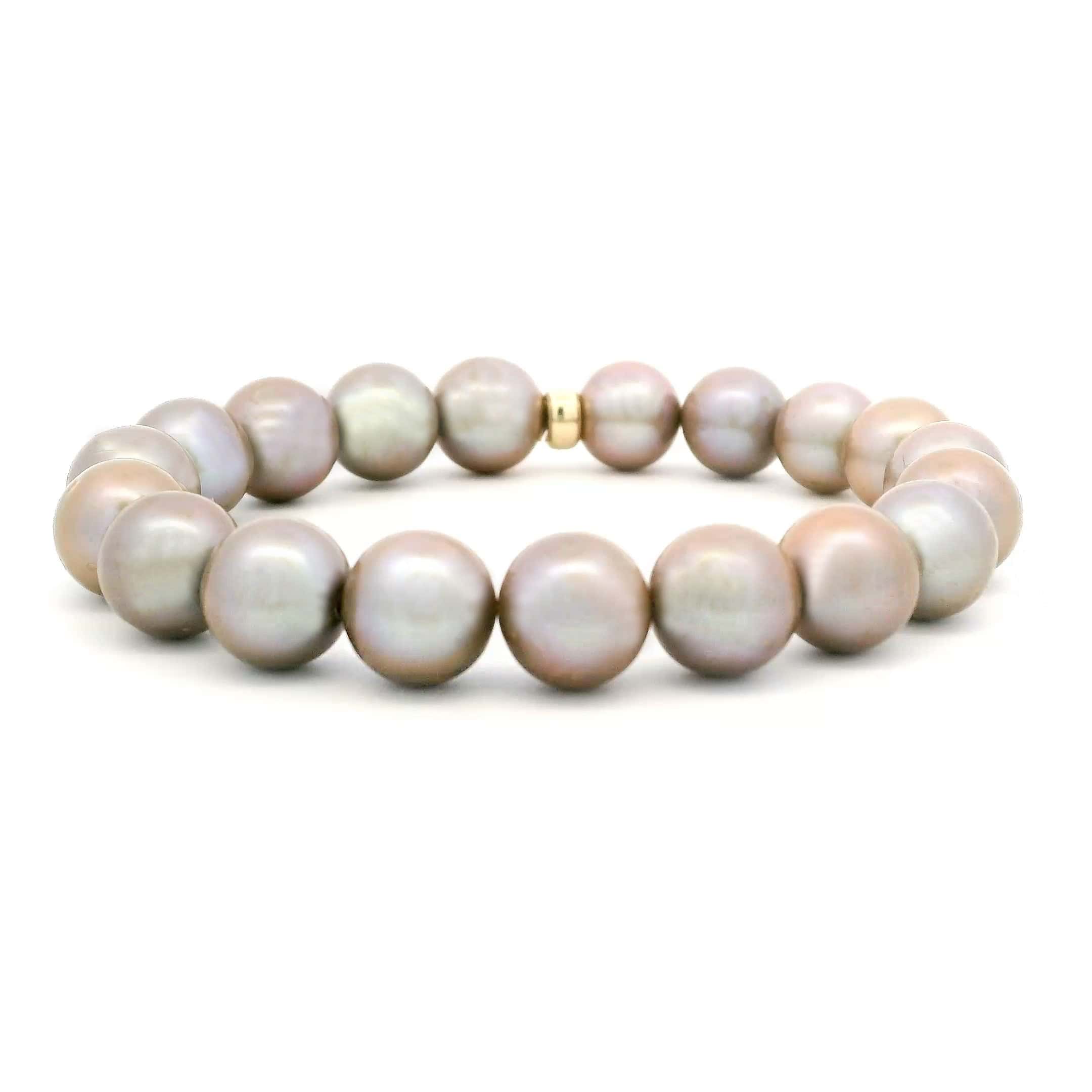 Necklaces 7" Golden Bronze Pearl Beaded Bracelet, 8mm