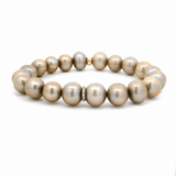 Necklaces 7" / One Diamond Bar Golden Bronze Pearl Beaded Bracelet with 0, 1, 2, or 3 Full Diamond Roundels, 8mm