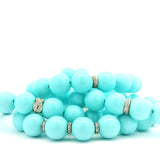 Necklaces 7" Turquoise Blue Beaded Bracelet, 2 Full Diamond Roundels