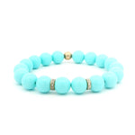 Necklaces 7" Turquoise Blue Beaded Bracelet, 2 Full Diamond Roundels