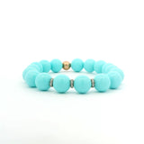 Necklaces 7" Turquoise Blue Beaded Bracelet, 3 Half Diamond Oval Roundels