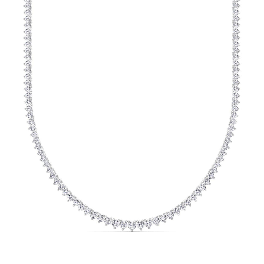 Necklaces 8.5 / White Gold / 14K 14K & 18K Gold and Diamond Tennis Necklace Graduated 3-Prong Setting, Lab Grown, 8.5-11.5cts